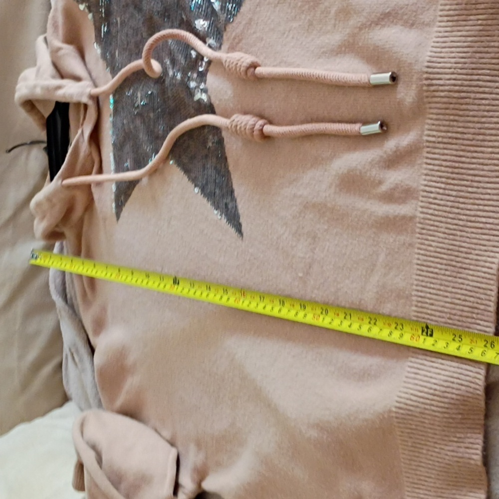 MOEWY Tan Sequin Star Hoodie hoodie swaeter.Fit XL or XXL - Picture 7 of 8